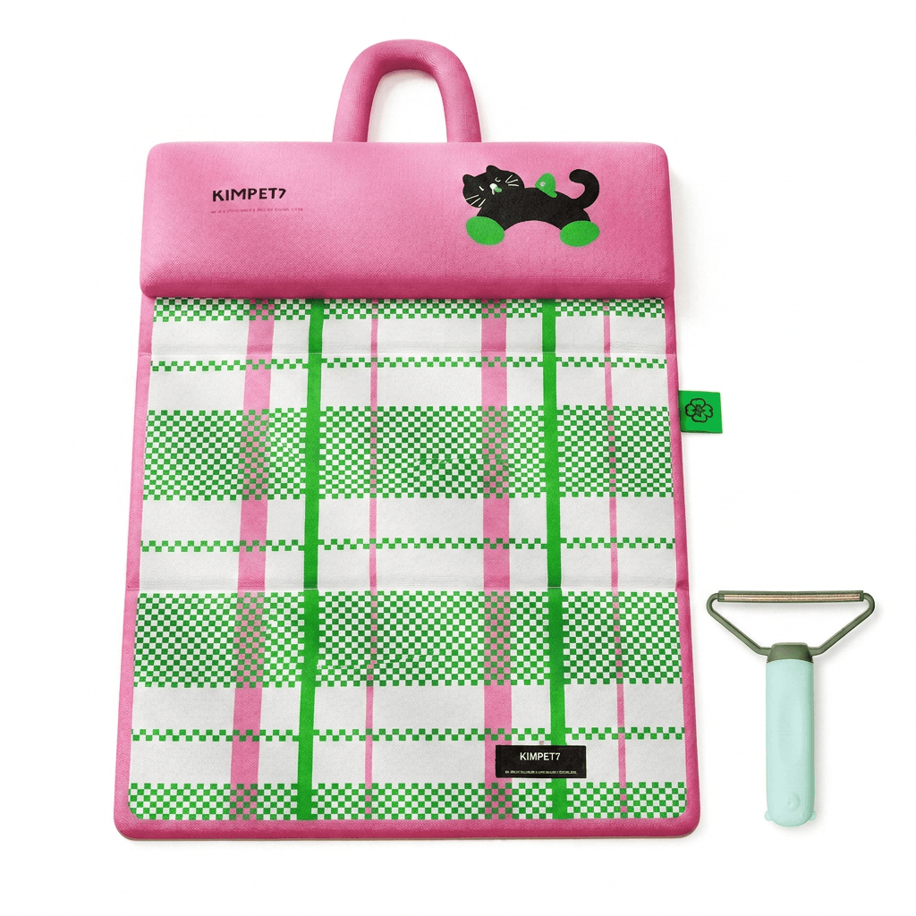 Green Foldable Pet Cooling Mat (XL) and Green Pet Hair Cleaner - Green+Green