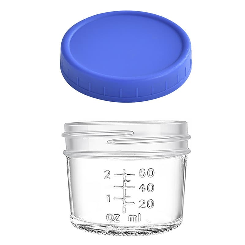 Dark blue lid 4oz Glass Storage Jars with Leakproof Lids and Measurement