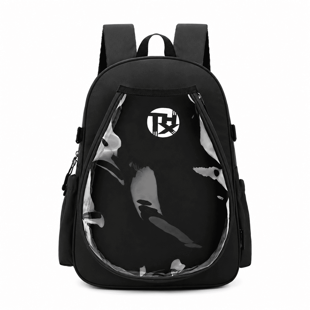 Black Sports Racket Backpack - Lightweight Casual Travel Bag with Separate