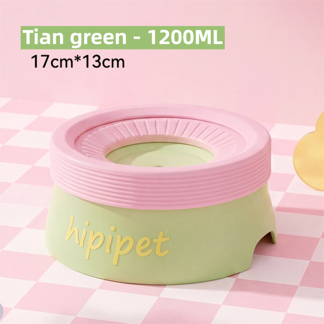Tian Green 1200 ml Large No Spill Slow Water Dog Bowl, Pet Water Feeder