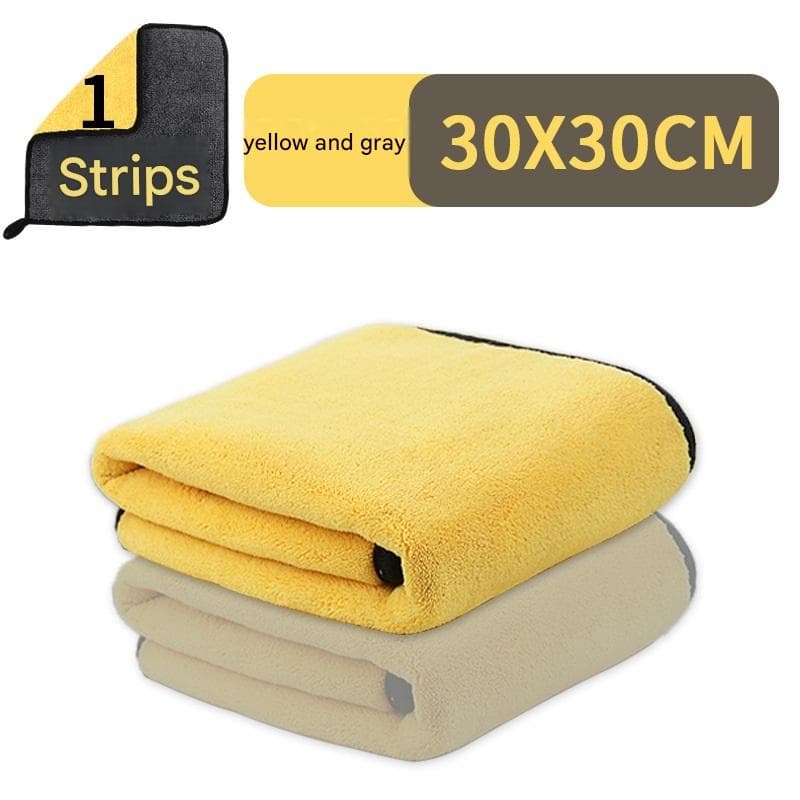 Yellow and Grey 30 × 30 cm Pet Paw-Wiping Towel- Thickened Coral Fleece