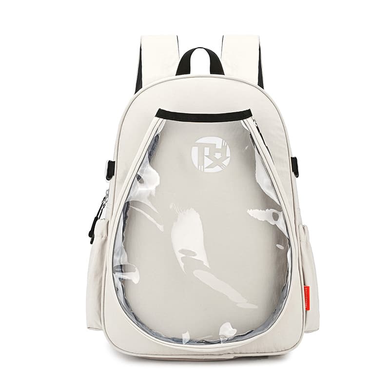 White Sports Racket Backpack - Lightweight Casual Travel Bag with Separate