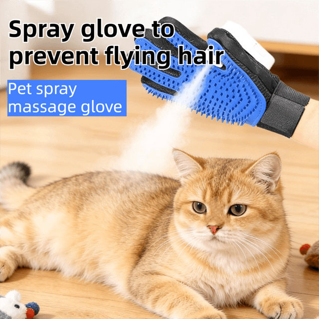 Black Blue Pet Grooming Spray Glove with Black Detachable Typec - Default