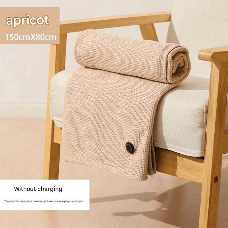 Apricot color USB Heated Blanket Poncho - Rechargeable Electric Warming