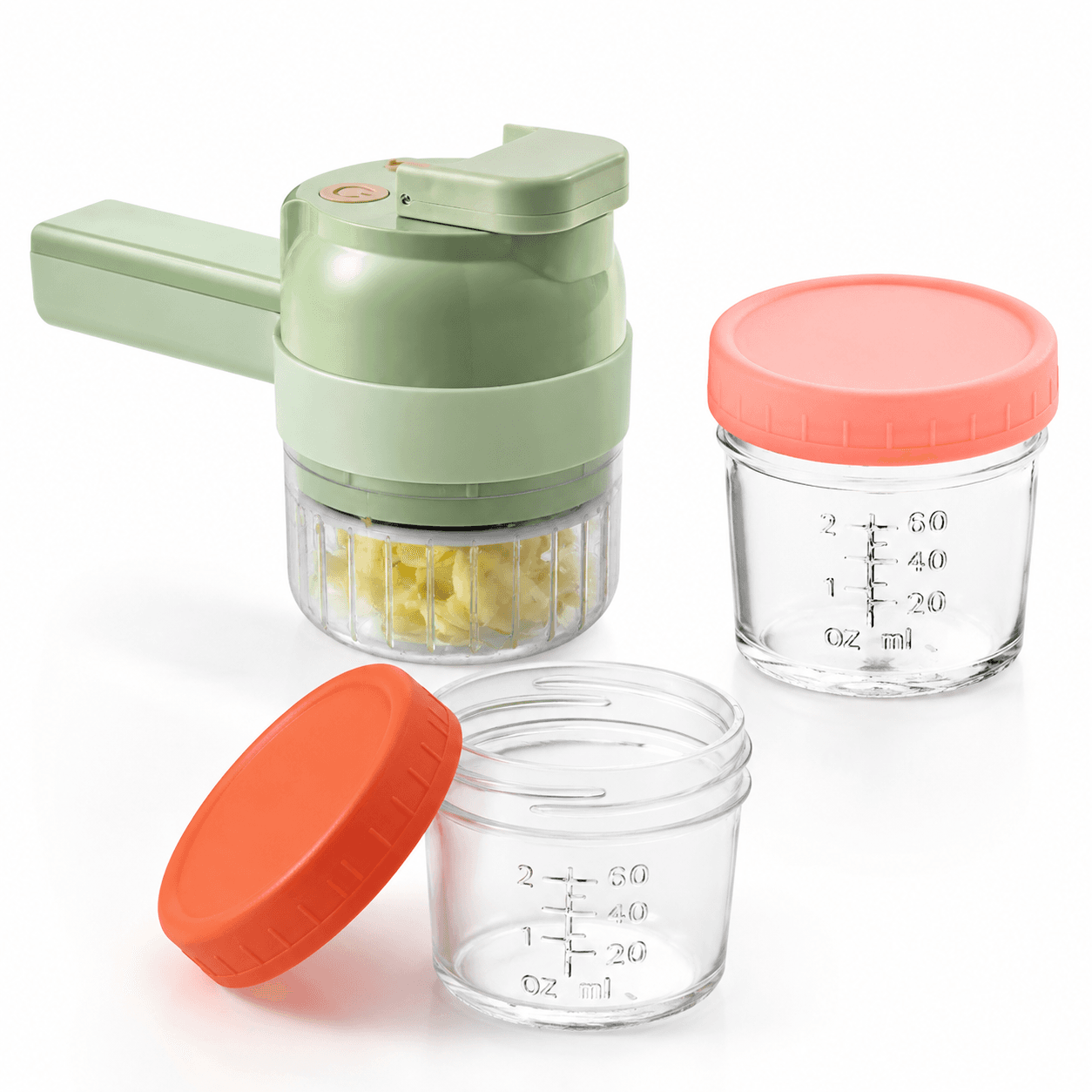 Seasoning Preparation and Storage Set-Green - Green and Orange and Pink