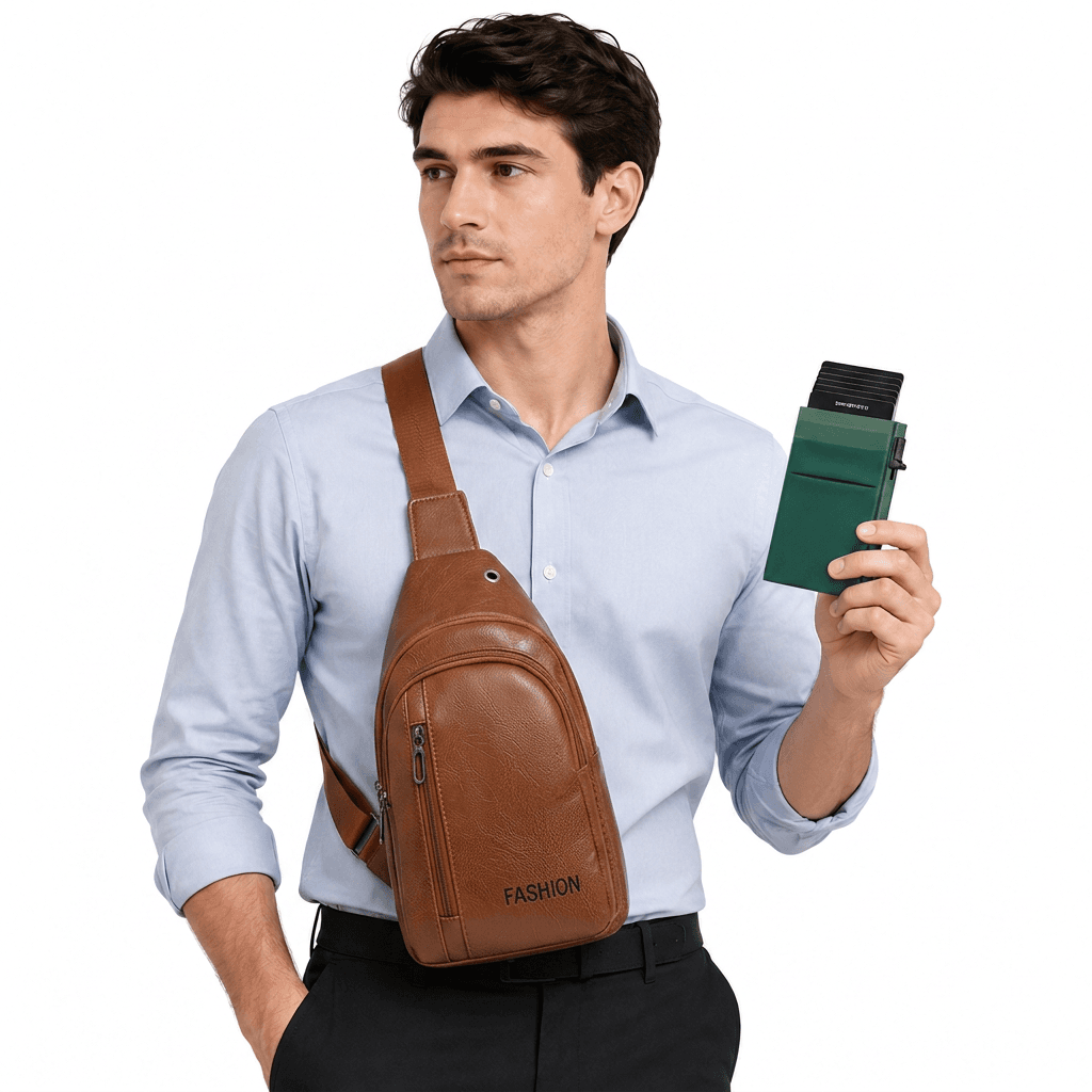 Office Commuter Business Set-Light brown Men's - Light brown and Green
