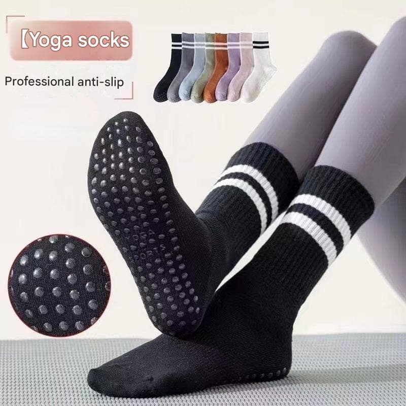 3-Pack Black Anti-Slip Yoga Socks - Grippy Non-Slip Pilates Dance Fitness
