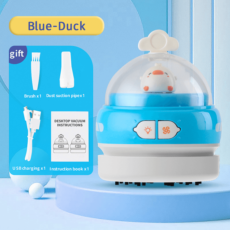Blue-Duck Mini Animal Desktop Vacuum Cleaner - USB Rechargeable, Night