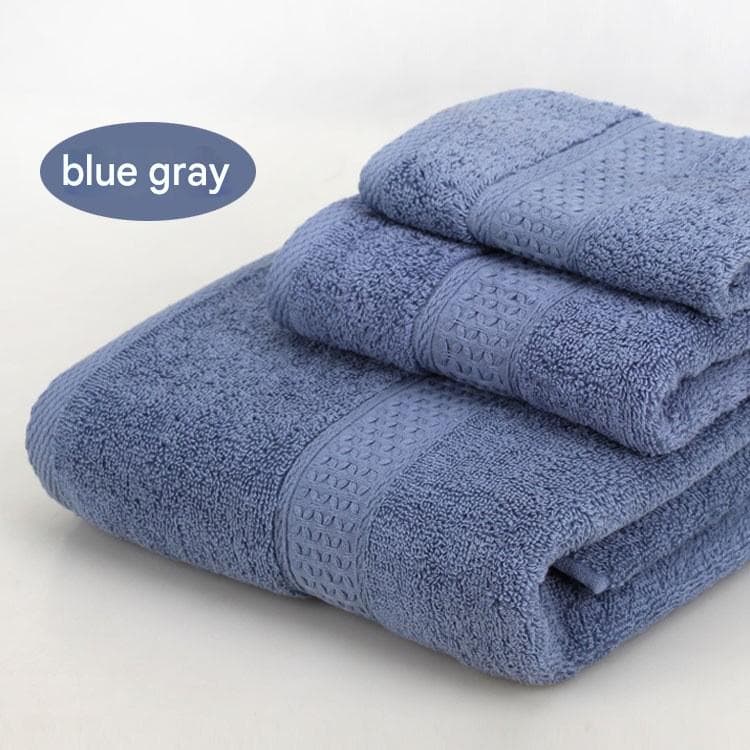 3-Piece Blue-gray Towel Set - Soft Absorbent Bath, Hand & Face - Blue gray
