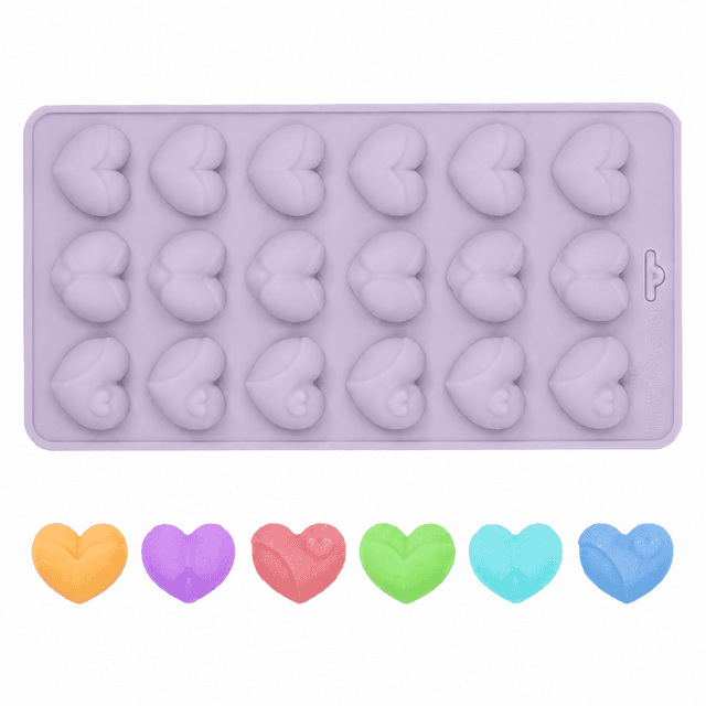 2-Pack Purple 18 Cavity Heart Chocolate Flexible Silicone Nonstick Mould