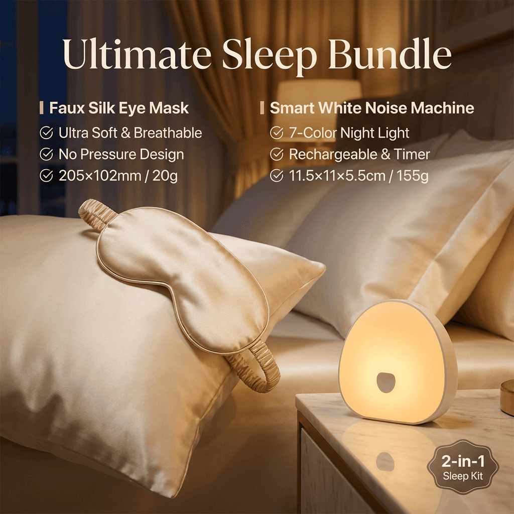 Nighttime Anxiety Relief & Relaxation Set - Champagne gold Imitation Silk