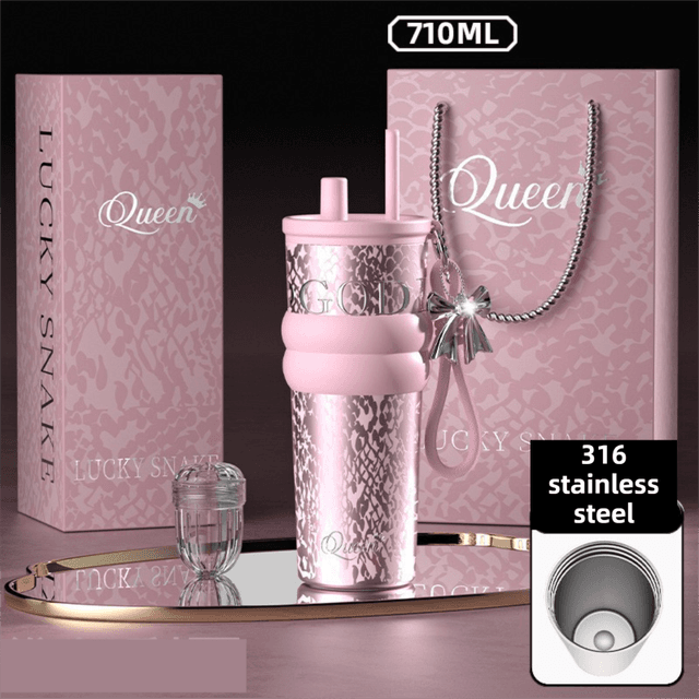 710 ml Pink Gradient Textured Aurora Starry Night Insulated Travel Mug