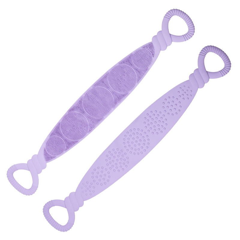 Purple 90 cm Silicone Back Scrubber Long Exfoliating Bath Strap - Double