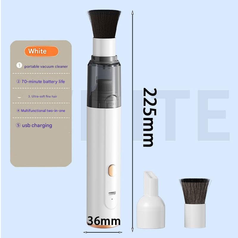 White Portable Handheld Car Vacuum Cleaner - Rechargeable Mini Dust