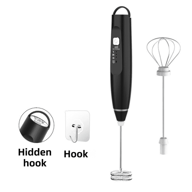 Black Wireless 3-Speed Milk Frother & Egg Whisk - Black Frother Egg
