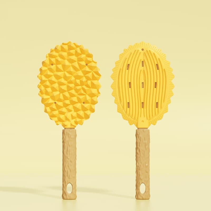 2-piece yellow Pet Durian Massage Grooming Brush - TPR Double-Sided