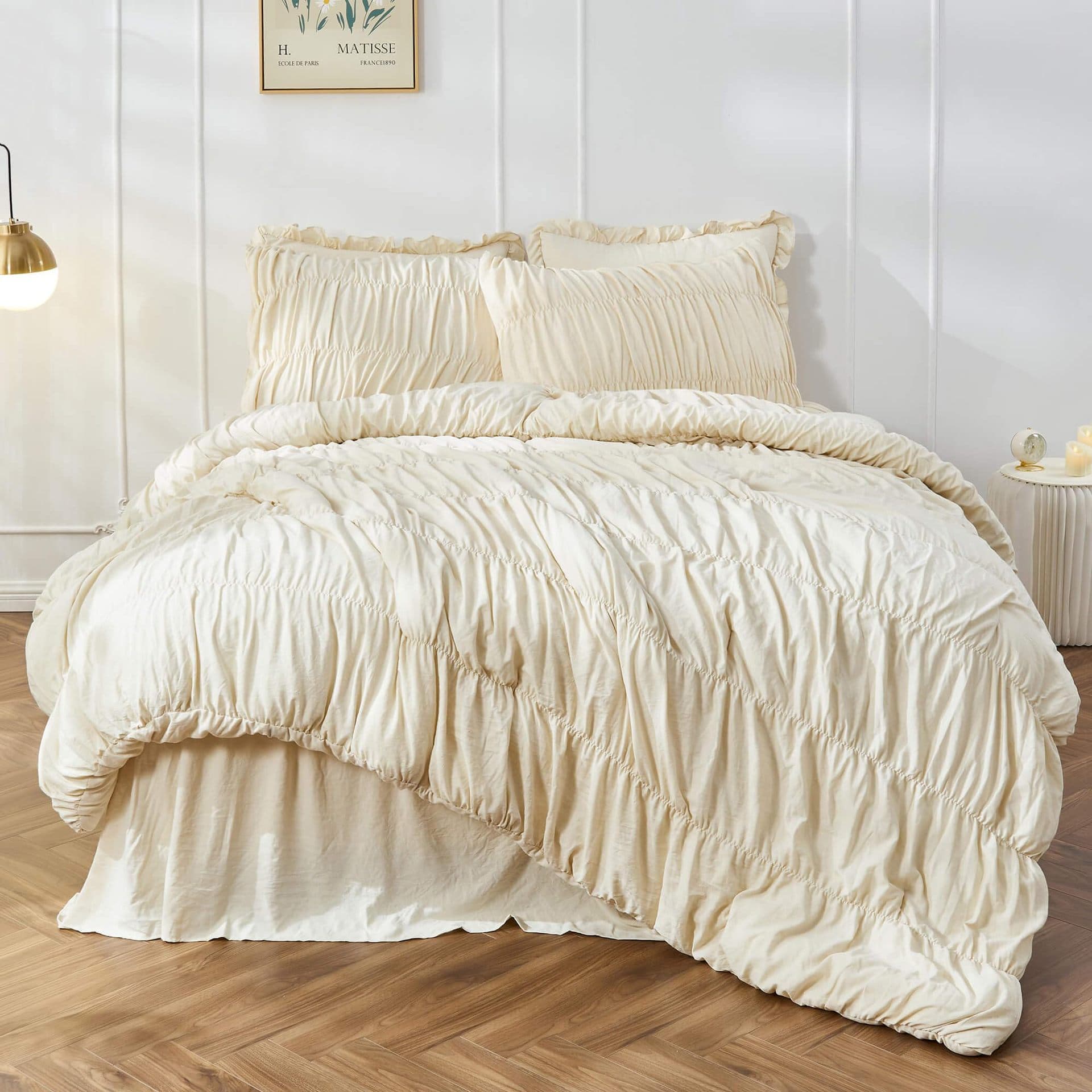 Wrinkle Textured Bedding Set - 3 Piece Quilt Cover - Size Double
