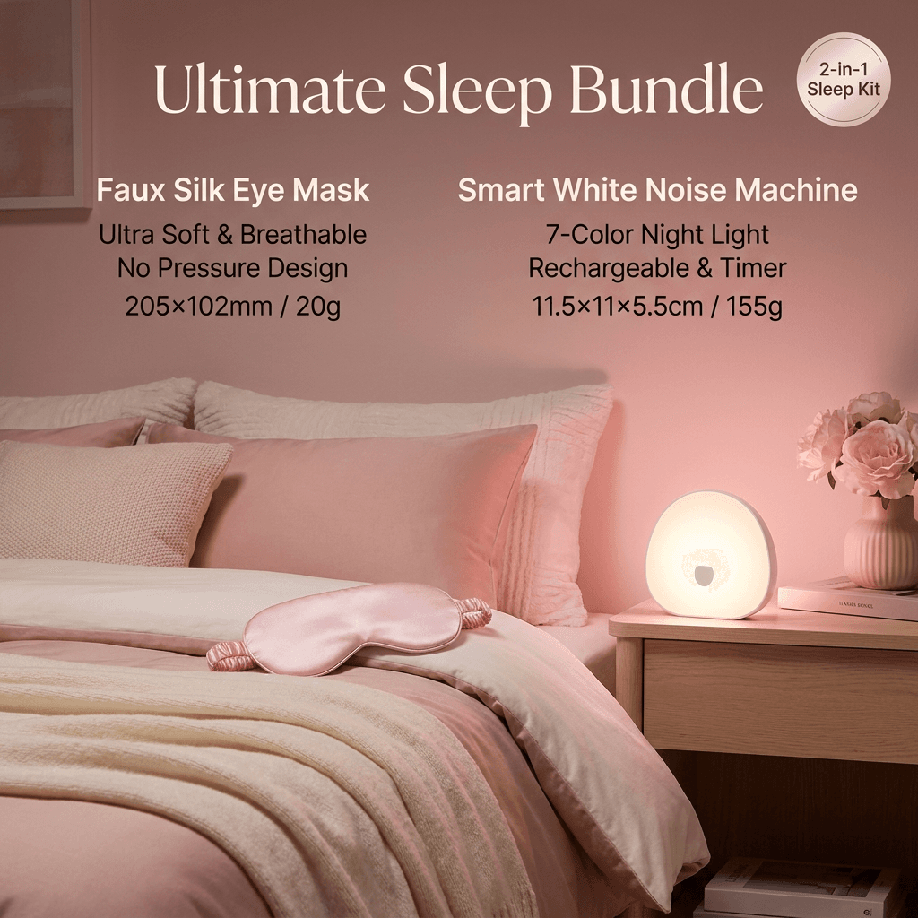 Nighttime Anxiety Relief & Relaxation Set - Pink Imitation Silk - Pink White