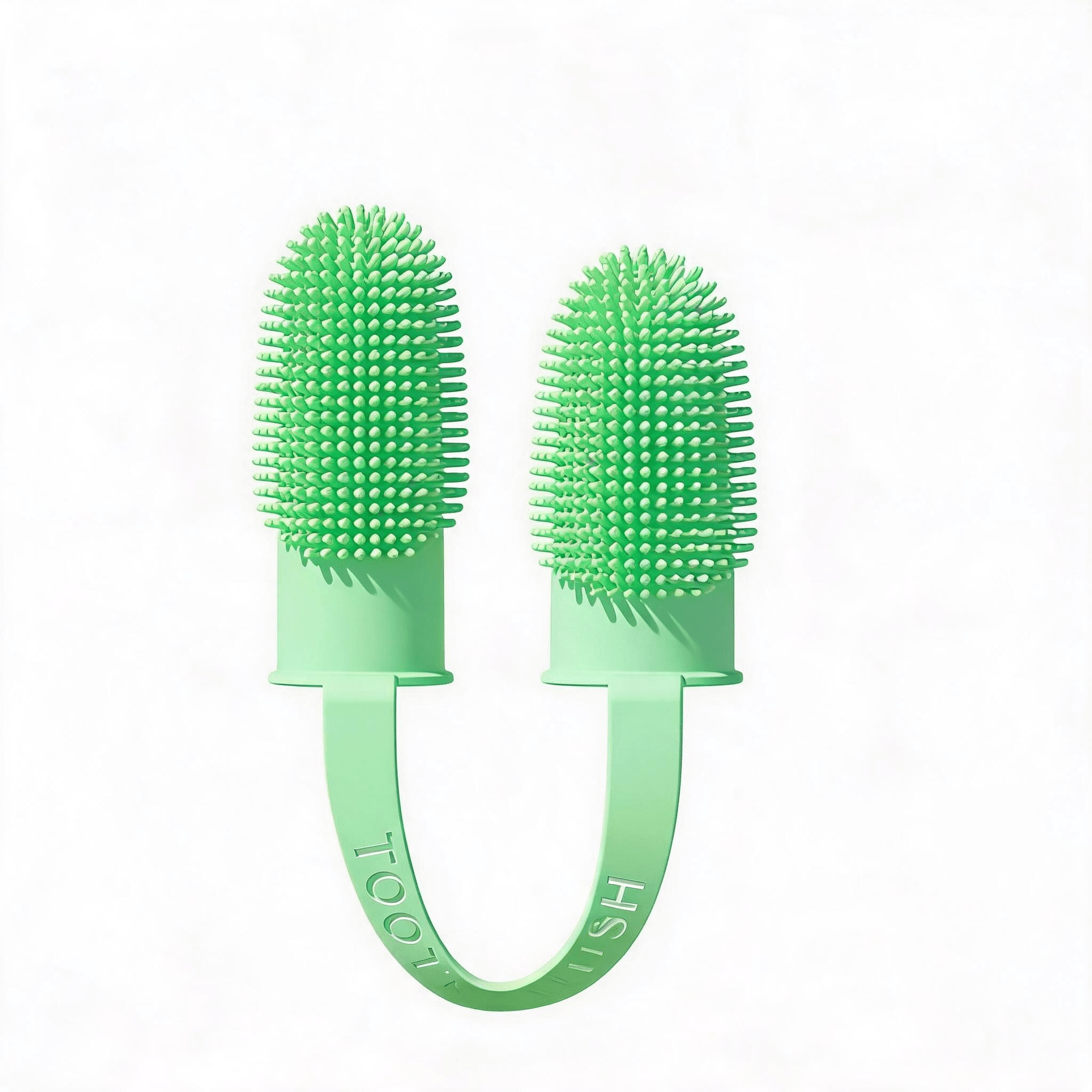 5-Pack Green Double Finger Pet Toothbrush - Soft TPR Dog Cat Dental Finger