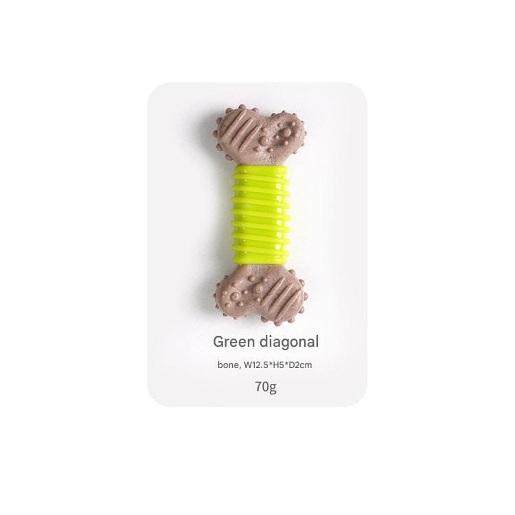 Green Diagonal stripes Dog Chew Toy - TPR Plastic Composite Bone
