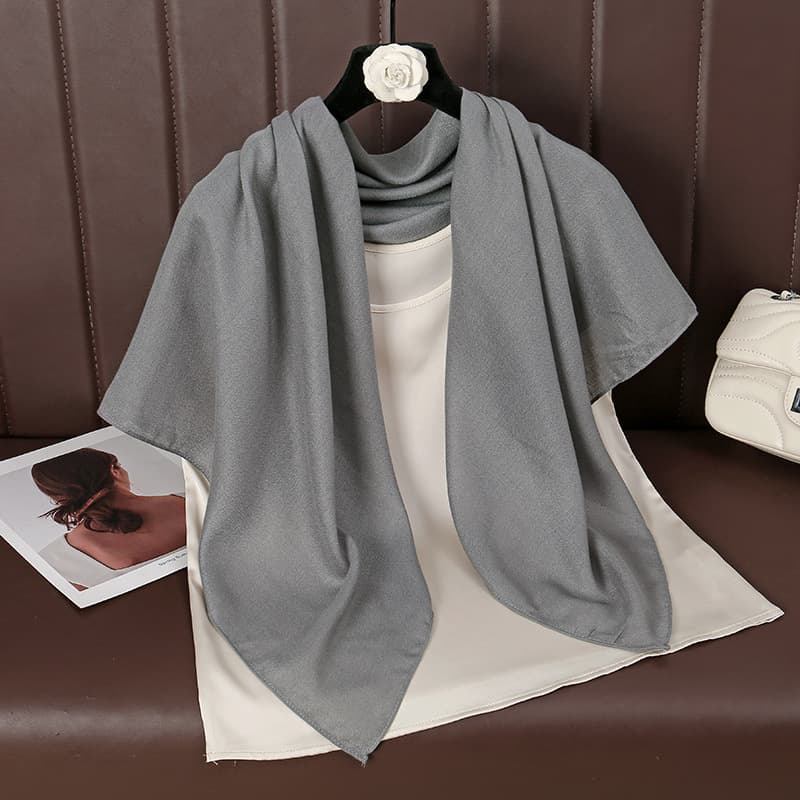 Grey 90 × 90 cm Women Solid Colour Square Scarf - Lightweight Polyester Head
