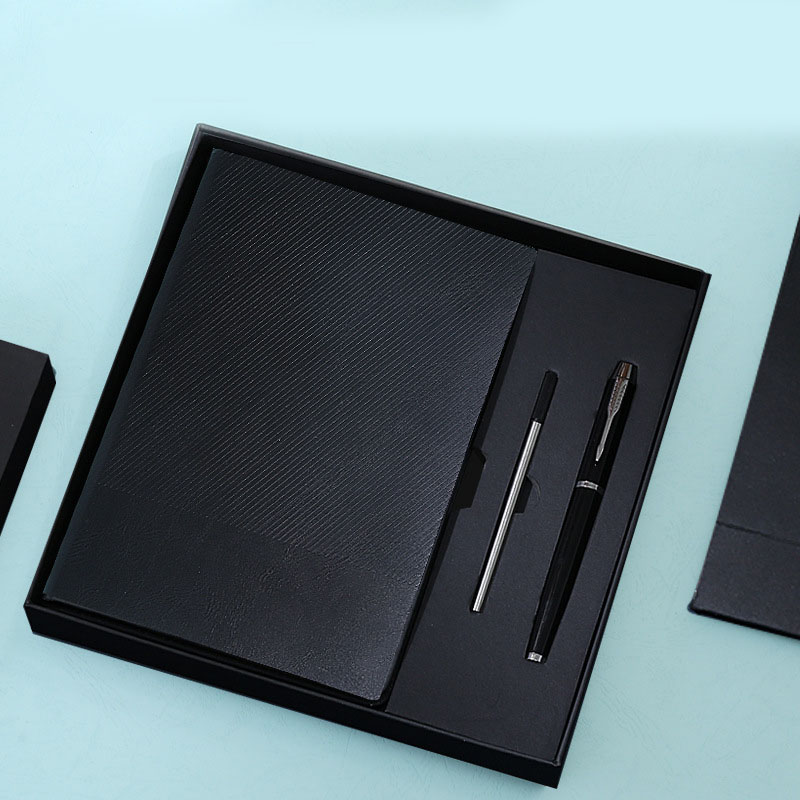 Black A5 Notebook and Pen Gift Set Business Journal Office - Black And Pen