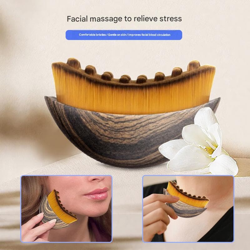 Marble Pattern Lymphatic Contour Face Brush - Curved Facial Eye Neck Massage