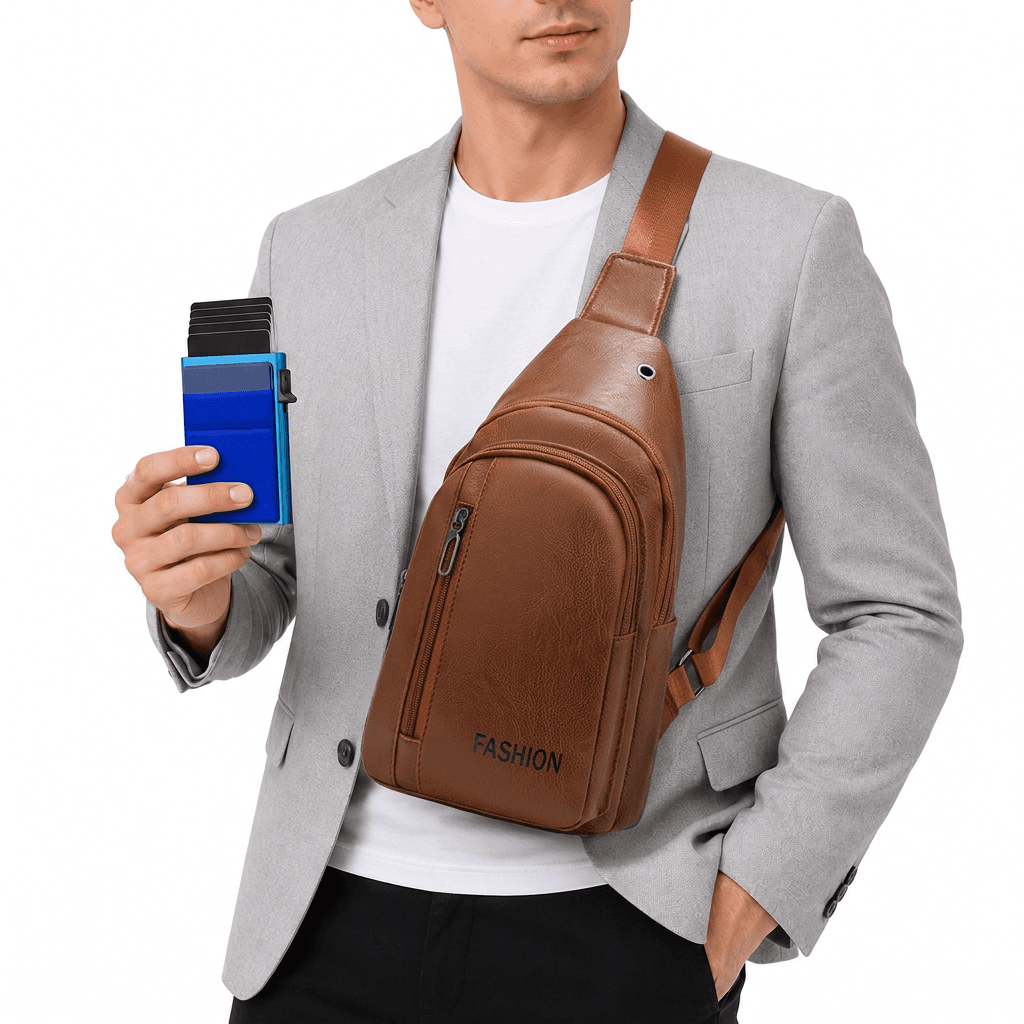Office Commuter Business Set-Light brown Men's - Light brown and Blue