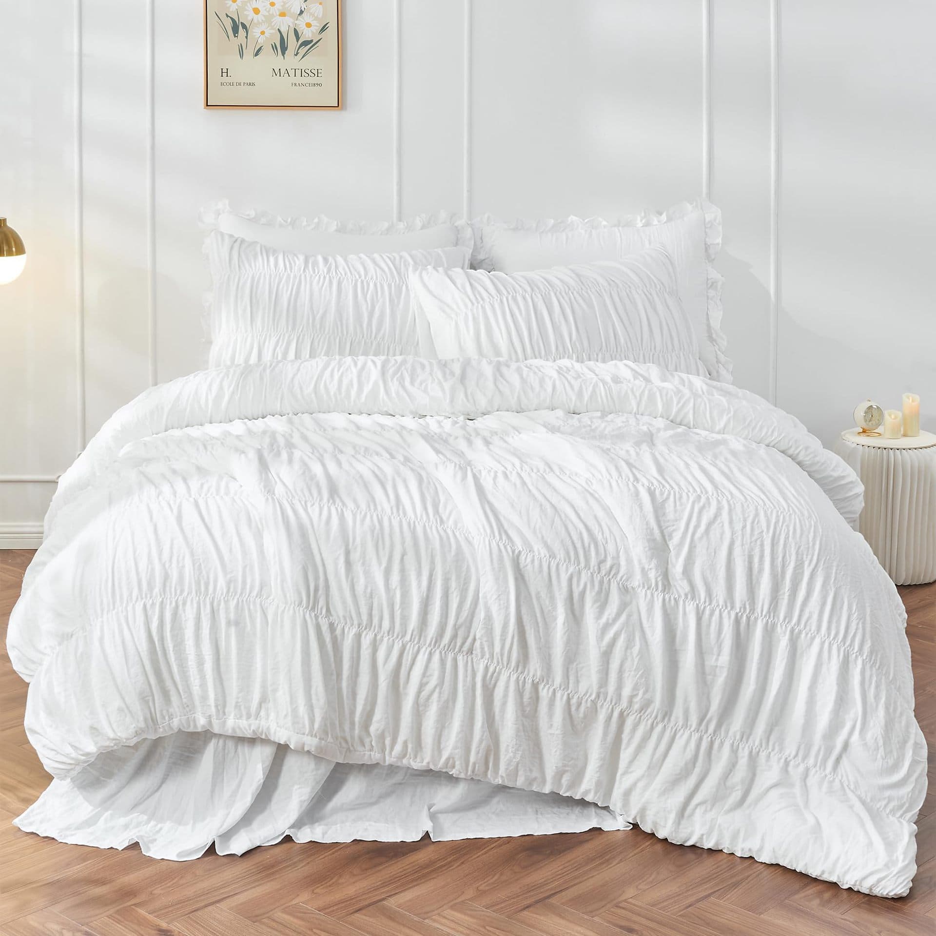 Wrinkle Textured Bedding Set - 3 Piece Quilt Cover - Size Double