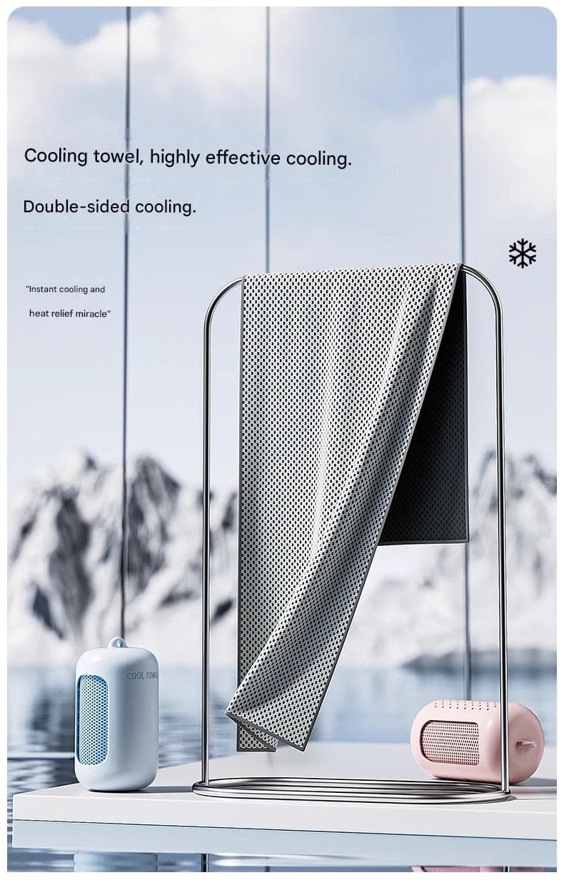 Sky blue Cooling Towel with Silicone Case - Quick Dry Ice Towel for Sports
