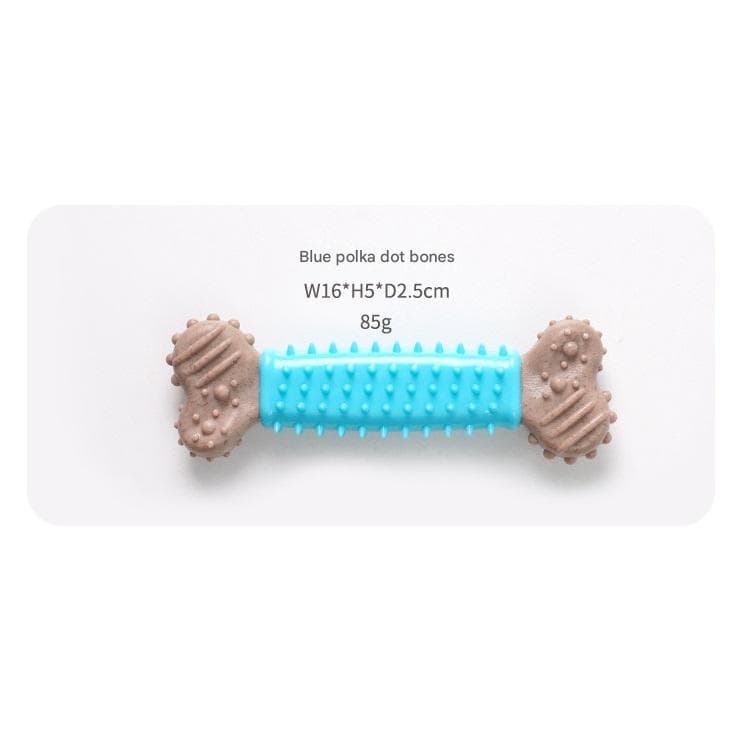 Blue Polka Dot Pattern Dog Chew Toy - TPR Plastic Composite Bone