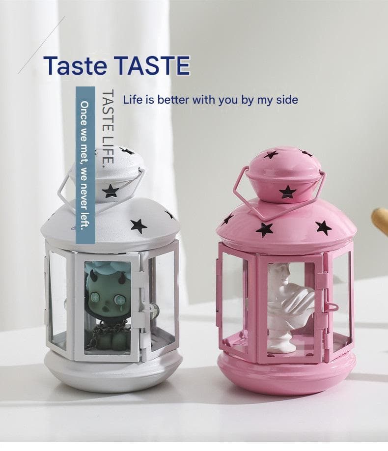 White European Style Star Cutout Metal Candle Lantern - Handcrafted Iron