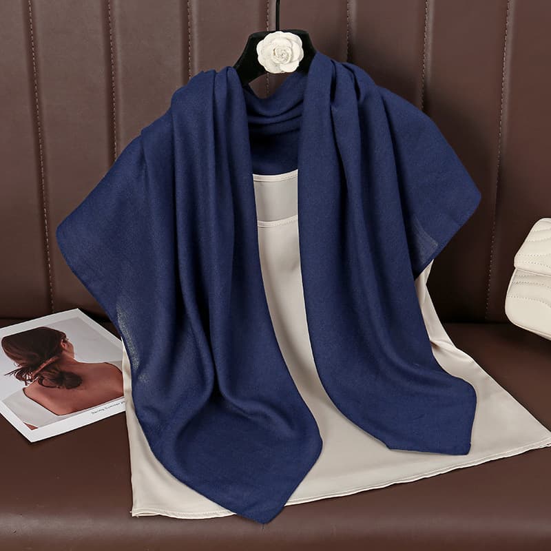 Dark blue 90 × 90 cm Women Solid Colour Square Scarf - Lightweight Polyester
