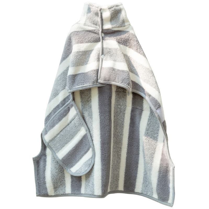 Grey and White XS Size Super Absorbent Dog Bathrobe - Quick-Dry Coral Fleece