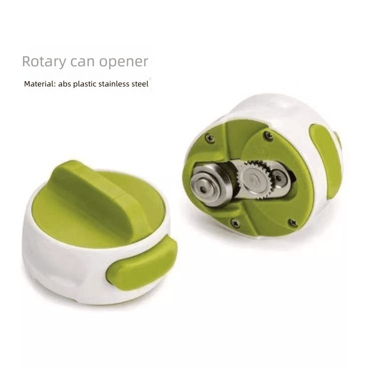 Green Manual Rotary Can Opener - Compact ABS Plastic & Stainless Steel