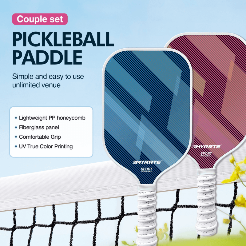 2-Piece Dreamy Purple Fiberglass Pickleball Paddle Racket Set(2 Rackets + 4