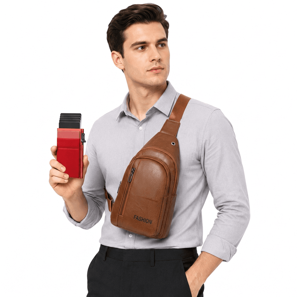 Office Commuter Business Set-Light brown Men's - Light brown and Red