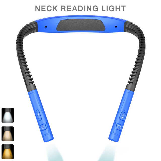 Blue LED Rechargeable Ergonomic Neck Reading & Running Light - Timer, 3