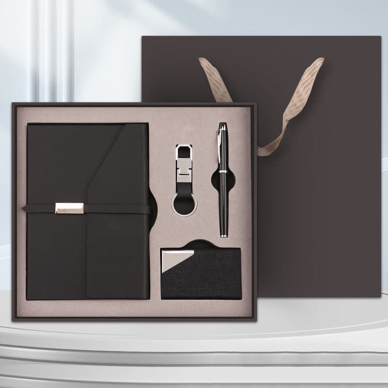 Black Executive A5 Notebook Gift Set with Metal Pen, Business - Black Set