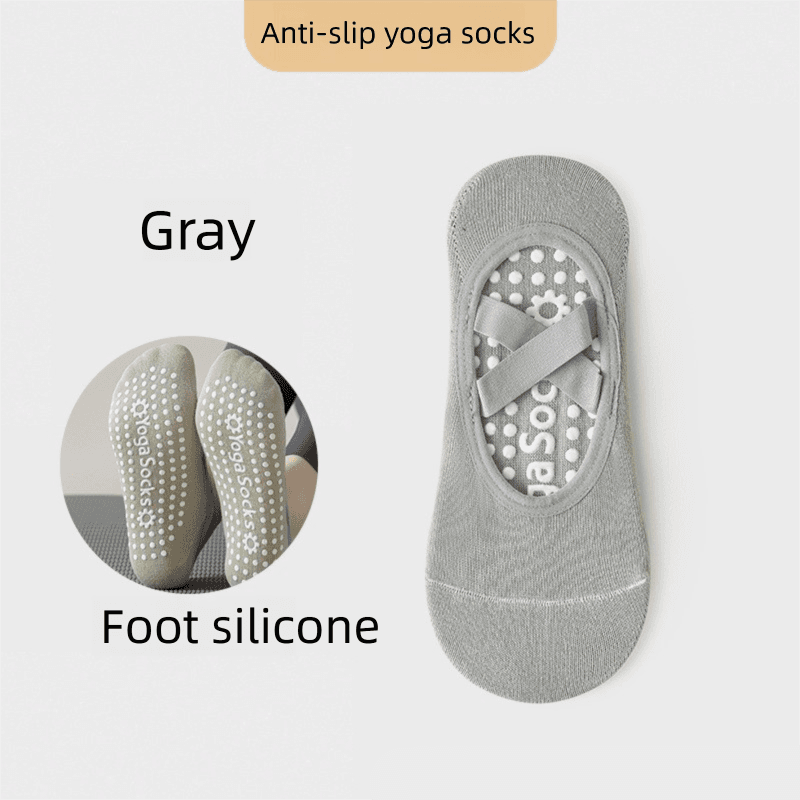 3-Pack Grey Anti-Slip Yoga Socks - Grippy Pilates Dance Fitness Socks