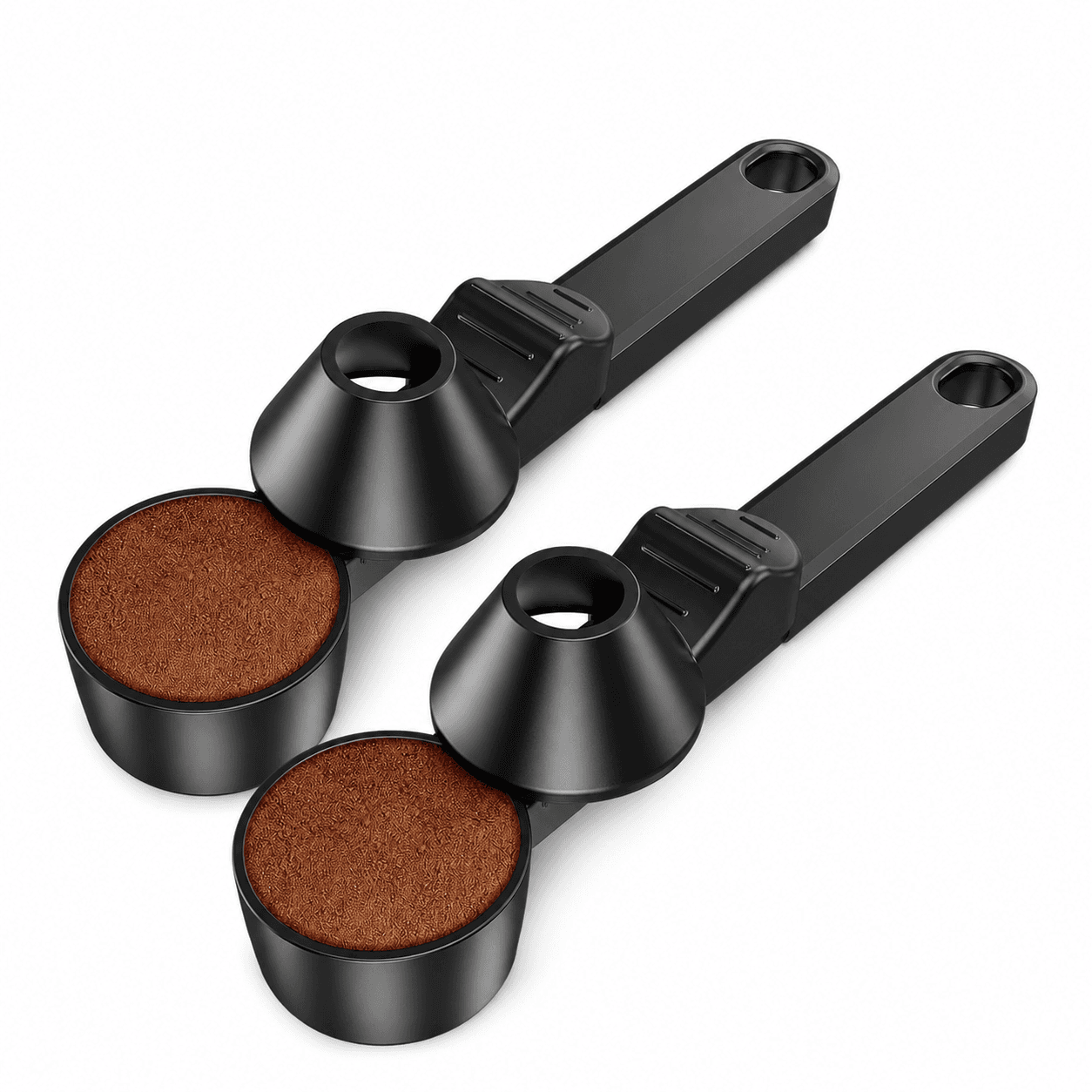 2-Piece Black Sliding Coffee Scoop - Long Handle Plastic Measuring Spoon