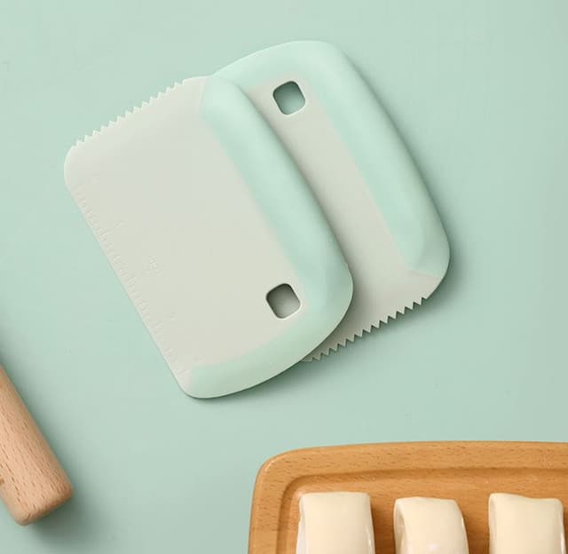 2-Pack Green Multipurpose Dough Scraper Cutter with TPE Soft Grip Handle