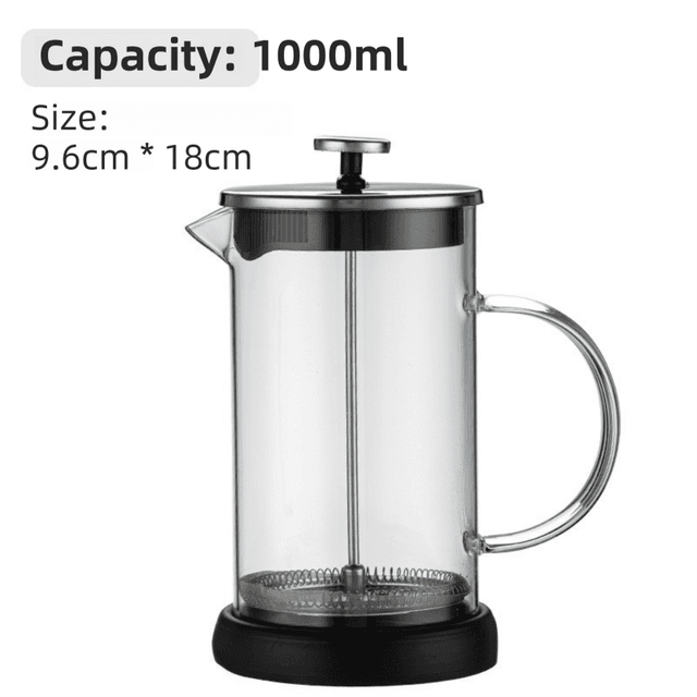 1000 ml Dual-Layer Borosilicate Glass French Press Coffee Maker with 304