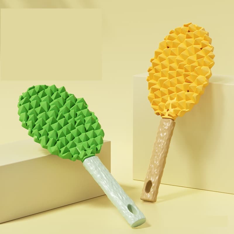 2-piece Green and Yellow Pet Durian Massage Grooming Brush - TPR