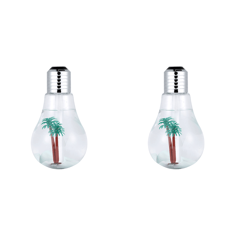 2-piece Silvery Bulb-Shaped Mini Humidifier - 400 ml Ultrasonic Air