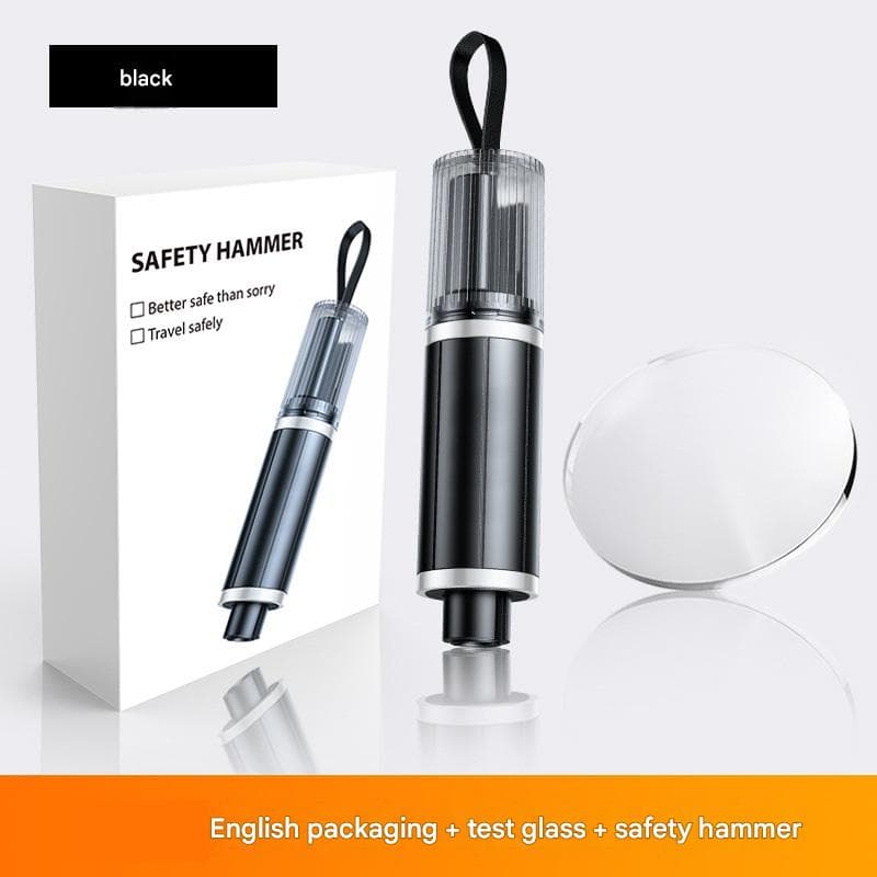 Black 2-in-1 Car Window Breaker and Seatbelt Cutter - Tungsten Steel Tip