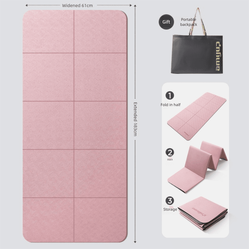 Pink Foldable Yoga Mat - Portable Thick Non-Slip Fitness Exercise Mat
