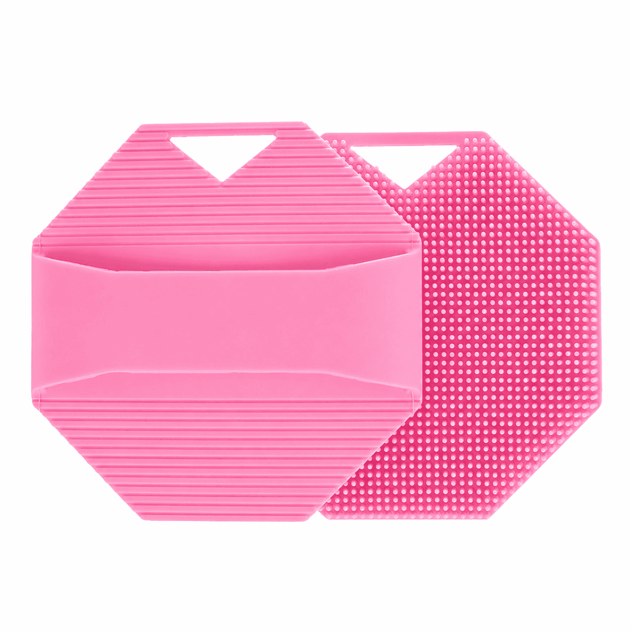 2 Pack Silicone Body Scrubber Shower Brush Pink Octagon Bath Brush