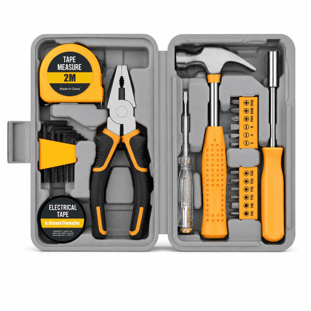 24-Piece Yellow Multifunctional Home Tool Kit for Women - Compact Mini
