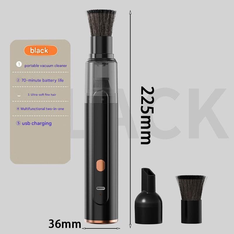 Black Portable Handheld Car Vacuum Cleaner - Rechargeable Mini Dust